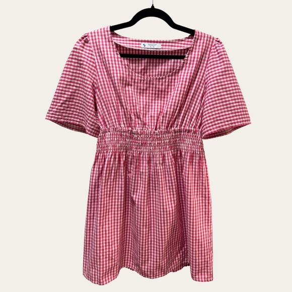 Hot Pink Checkered Thirteen07 Mini Dress - Picture 1 of 4